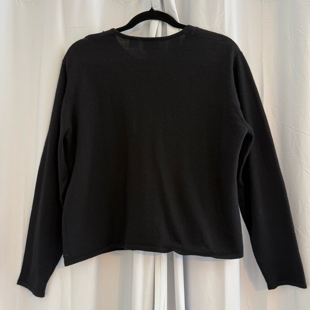Vintage Ann Taylor LOFT Beaded Wool Cardigan Black Floral Women’s Large - Picture 3 of 9